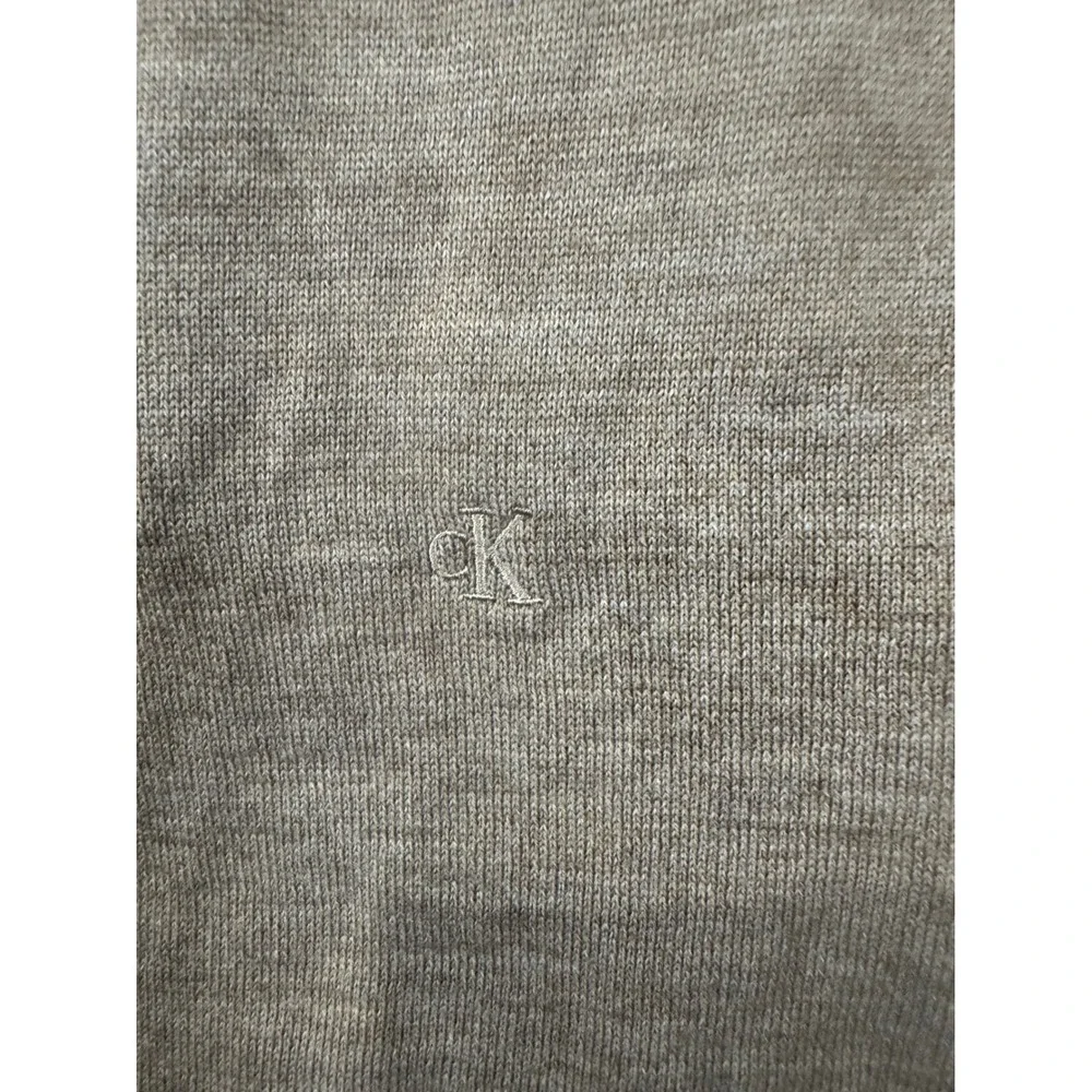 Calvin Klein Mens Merino Wool Blend Crewneck Sweater Camel Tan L S104-0001 NWT
